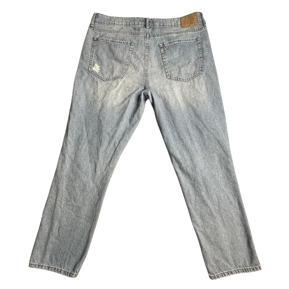 Aeropostale Jeans Womens 14 Blue Light Wash High Rise Straight Distressed Denim‎